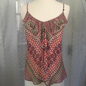 Guess Los Angeles Sheer Ruffle Print Tank Size S